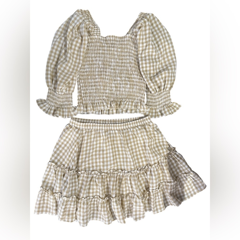 NWT Petal + Pup Porter Gingham Smocked Top & Mini Skirt Matching Set Size 8 - Picture 7 of 11